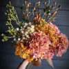 Hortensia kunsttak zachtrood/oranje, 68 cm - Afbeelding 2