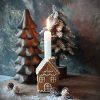 Peperkoek huis kandelaar van aardewerk, 10.5 cm