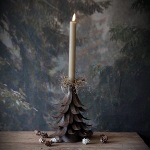 Bruin metalen kerstboom kandelaar, 20 cm