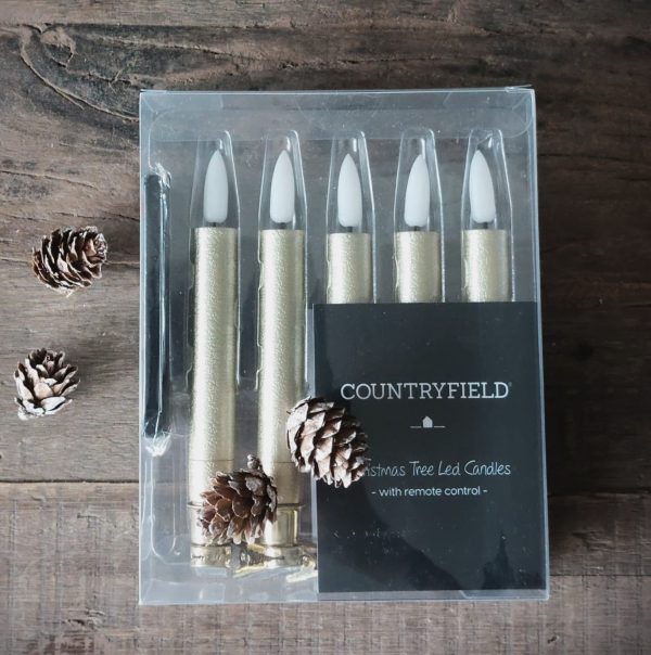 Countryfield kerstboomkaarsjes goud, 5 stuks