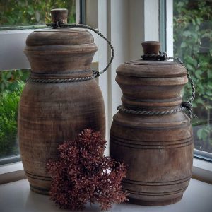 Houten pot met deksel groot