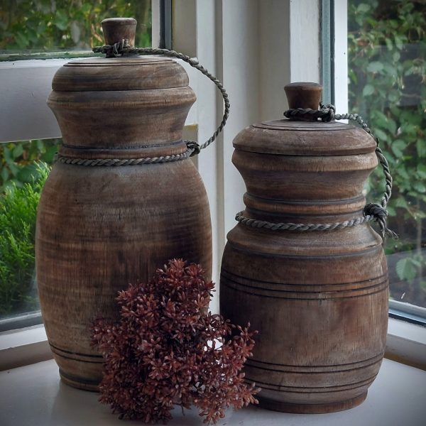 Houten pot met deksel groot