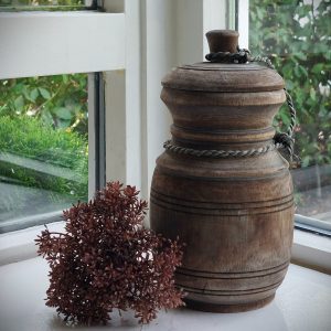 Houten pot met deksel middelgroot