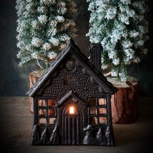 Metalen huisje voor waxine, 12 cm