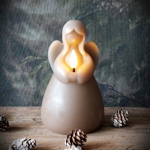 Led-engel taupe, 15 cm
