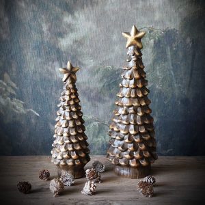 Kerstboom bruin met ster, 20 cm