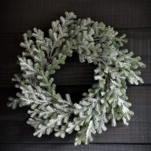 Kunst sparrenkrans sneeuw, 36 cm