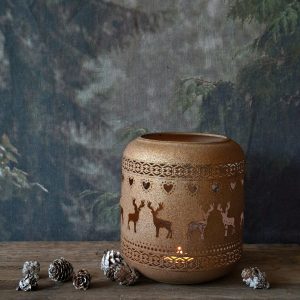 Sfeervol roest metalen windlicht hertmotief