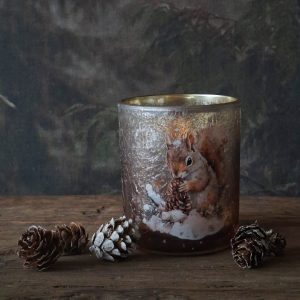 Waxineglaasje bruin met eekhoorn