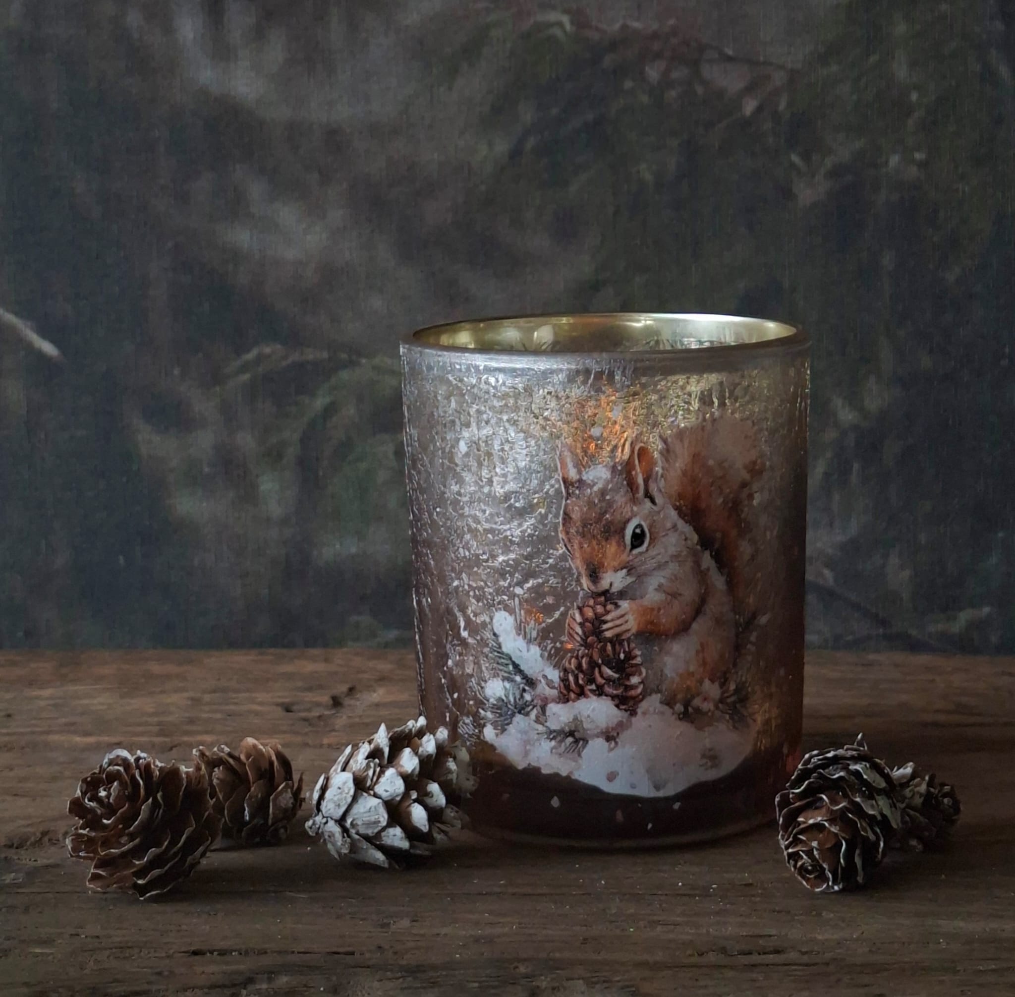 Waxineglaasje bruin met eekhoorn